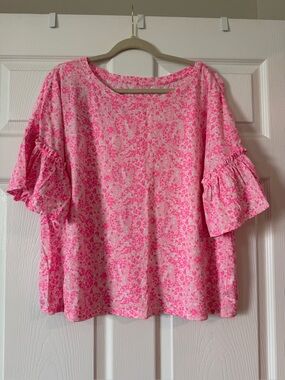 Lilly Pulitzer Ziva Top PINK SHANDY INVEST A GATOR